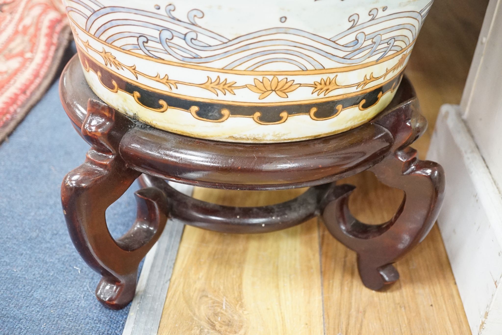 A large Chinese enamelled porcelain vase and cover on stand 100cm